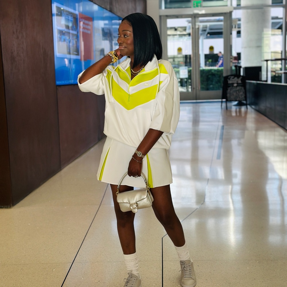 Lacoste White and Neon Yellow Athletic Outfit - Picture 3 of 7